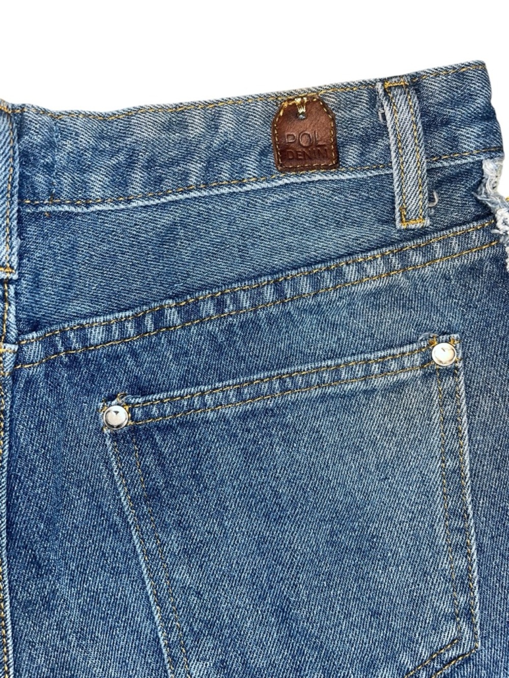 POL Denim Lace-Up Distressed Jean Shorts Size M Y2K Festival Boho - Picture 6 of 8
